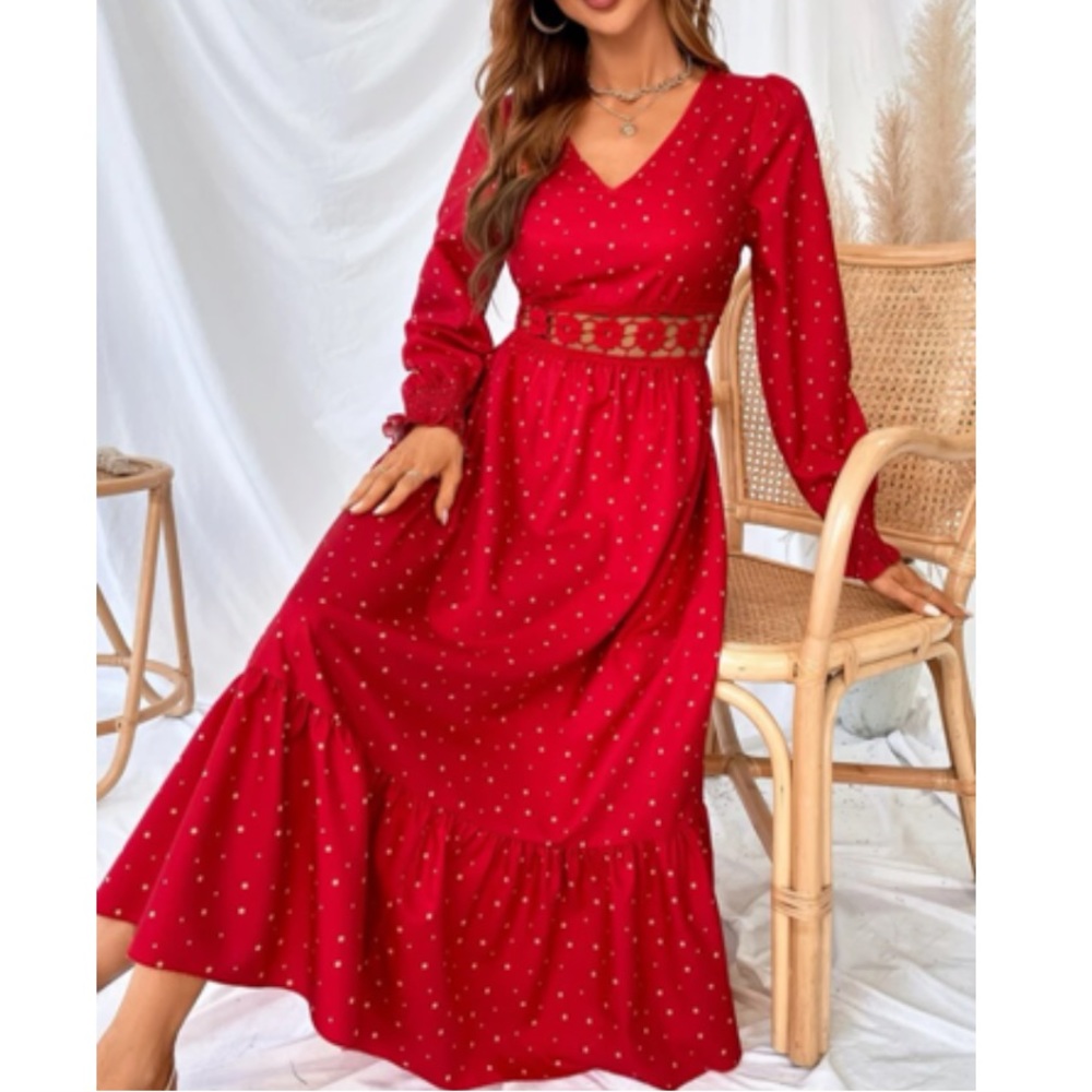 Polka dot lace insert maxi dress - Picture 1 of 6